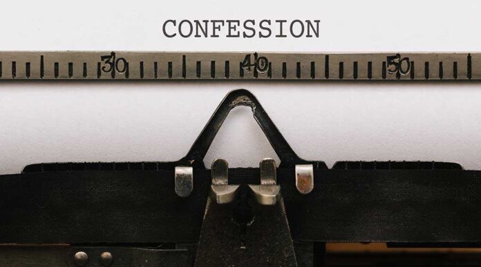 579321010 featured image Typewriter with "CONFESSION" on paper.