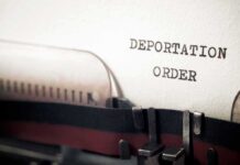 Deportation order typed on paper