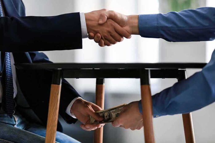 Handshake and money exchange