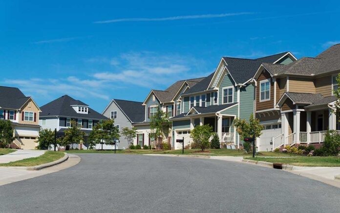 470746946 featured image Suburban street with colorful modern houses