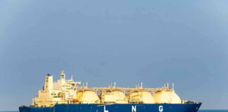 LNG tanker ship sailing on open sea