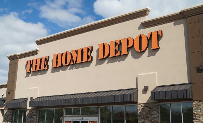 Exterior view of a Home Depot store with large signage
