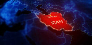 Map highlighting Iran with Tehran marked.