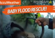 HERO Cop Saves Baby In RAGING Flood!