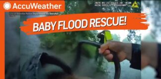 HERO Cop Saves Baby In RAGING Flood!