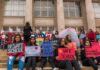 Students protesting for school safety outside Tucson High School