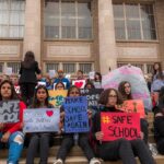 Students protesting for school safety outside Tucson High School