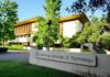 Exterior view of the California Institute of Technology building surrounded by trees