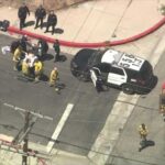 Psycho Charges At Police With Tree-Trimmer LAPD pursuit ends with suspect shot by officers in Boyle Heights