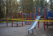 Body-cam Footage Captures Chilling Child Abuse Rescue Mission Playground equipment wrapped with caution tape