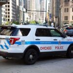 Chicago police SUV parked on a downtown street