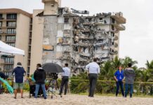 Killer Earthquake Strikes – Hundreds People Trapped! Partially collapsed beachfront apartment building with onlookers