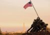 Iwo Jima Beheader Gets Slap on the Wrists! Iwo Jima Memorial with soldiers raising the American flag at sunset